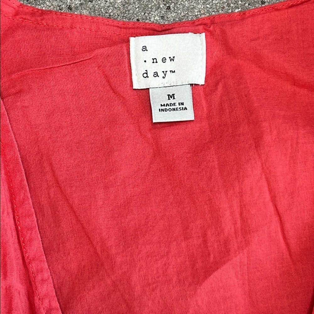 a new day Girls' Coral Red Wrap Dress with Tie Waist - Picture 5 of 9